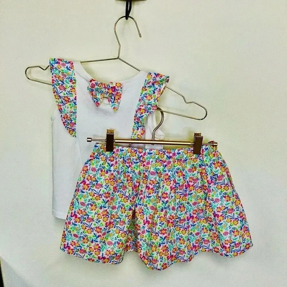 Tommy Bahama Gils White Multi Flutter Sleeve Top And Skirt Set 2 Piece Size 6 - Picture 3 of 15
